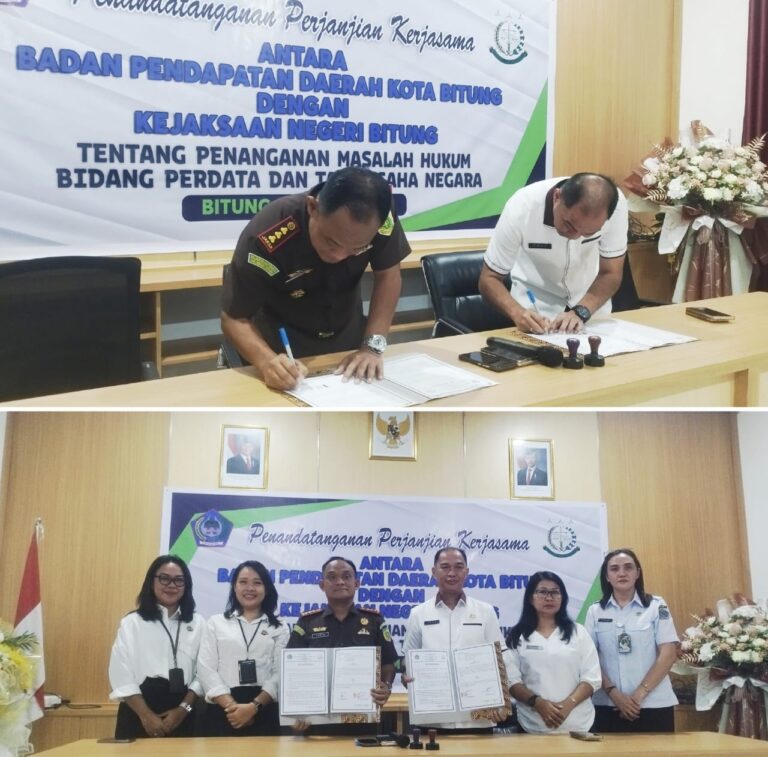 Bapenda – Kejari Bitung Teken MoU Terkait Peningkatan PAD