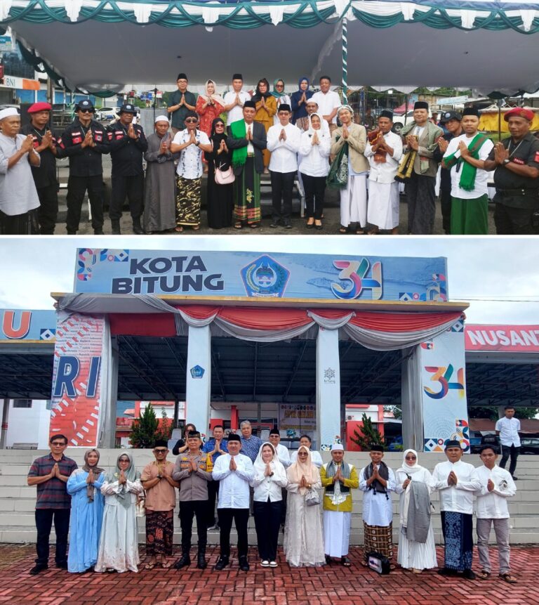 Pererat Kebersamaan, Wali Kota Dan Wakil Wali Kota Bitung Menghadiri Sholat Idul Fitri 1446 Hijriah Ditempat Yang Berbeda