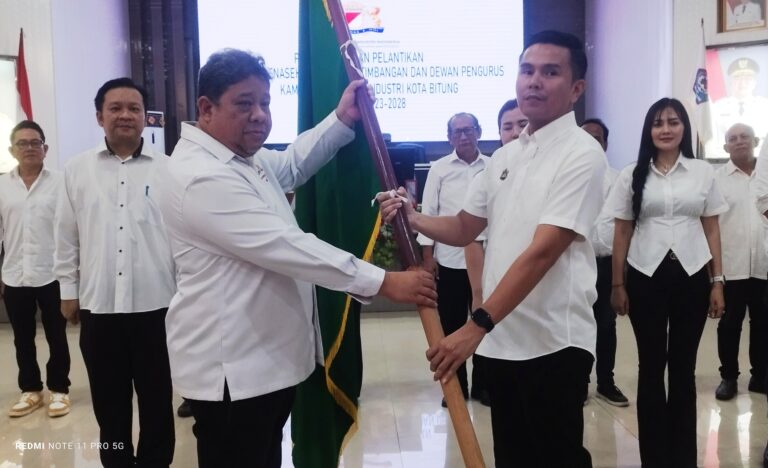 Hadiri Pelantikan KADIN, Randito Maringka Tegaskan Sinergritas Membangun Kota Bitung