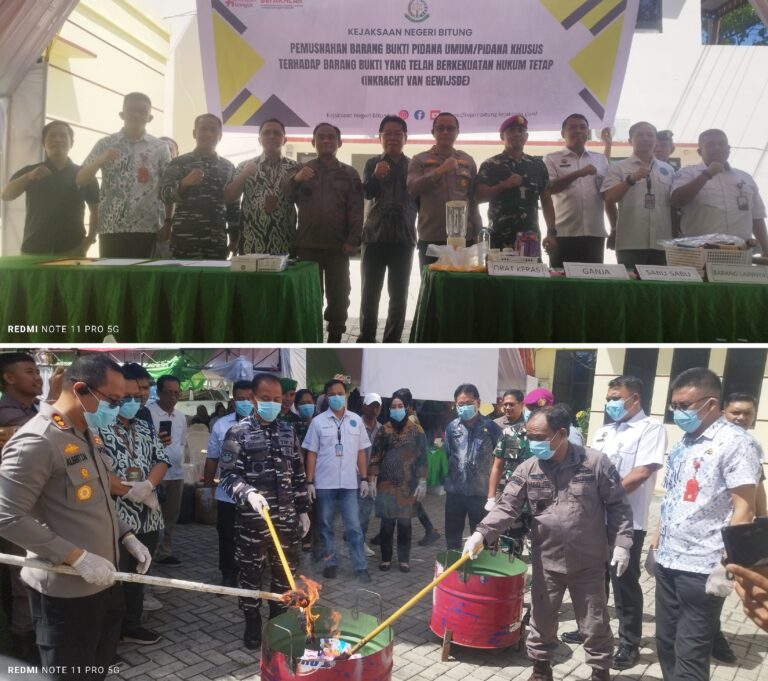 Kejari Bitung Musnahkan Barang Bukti 26 Perkara Yang Telah Mempunyai Kekuatan Hukum Tetap