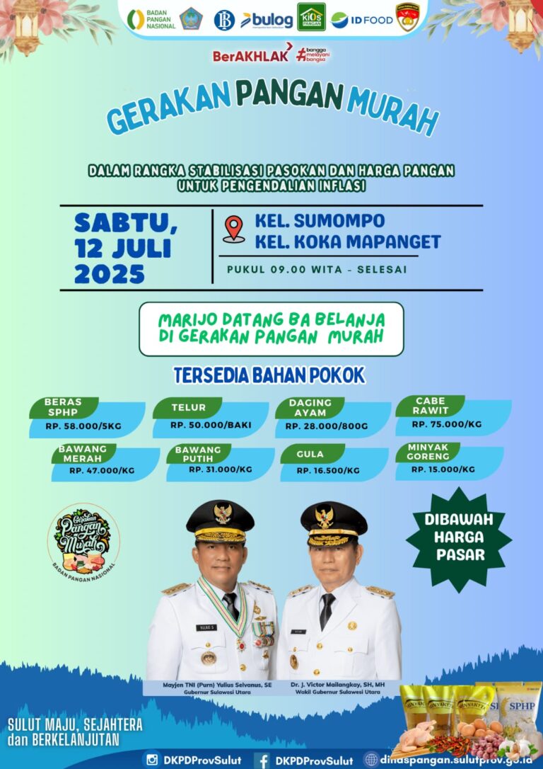 Terpusat di Mapanget, Besok Pemprov Gelar Gerakan Pangan Murah   Dibawah Harga Pasar, Gubernur: Kami Pahami Keresahan Masyarakat