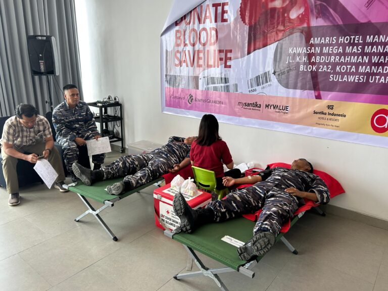 Bentuk Dukungan TNI-AL di HUT 61 Provinsi Sulut, Satdik 4 Kodiklatal Kirim Personil Donor Darah