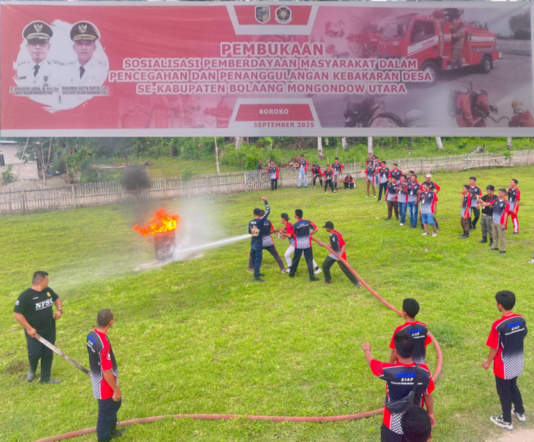 Pemkab Bolaang Mongondow Utara Bekerjasama dengan CV. Dvincen Jaya Gelar Sosialisasi Pencegahan dan Penanggulangan Kebakaran