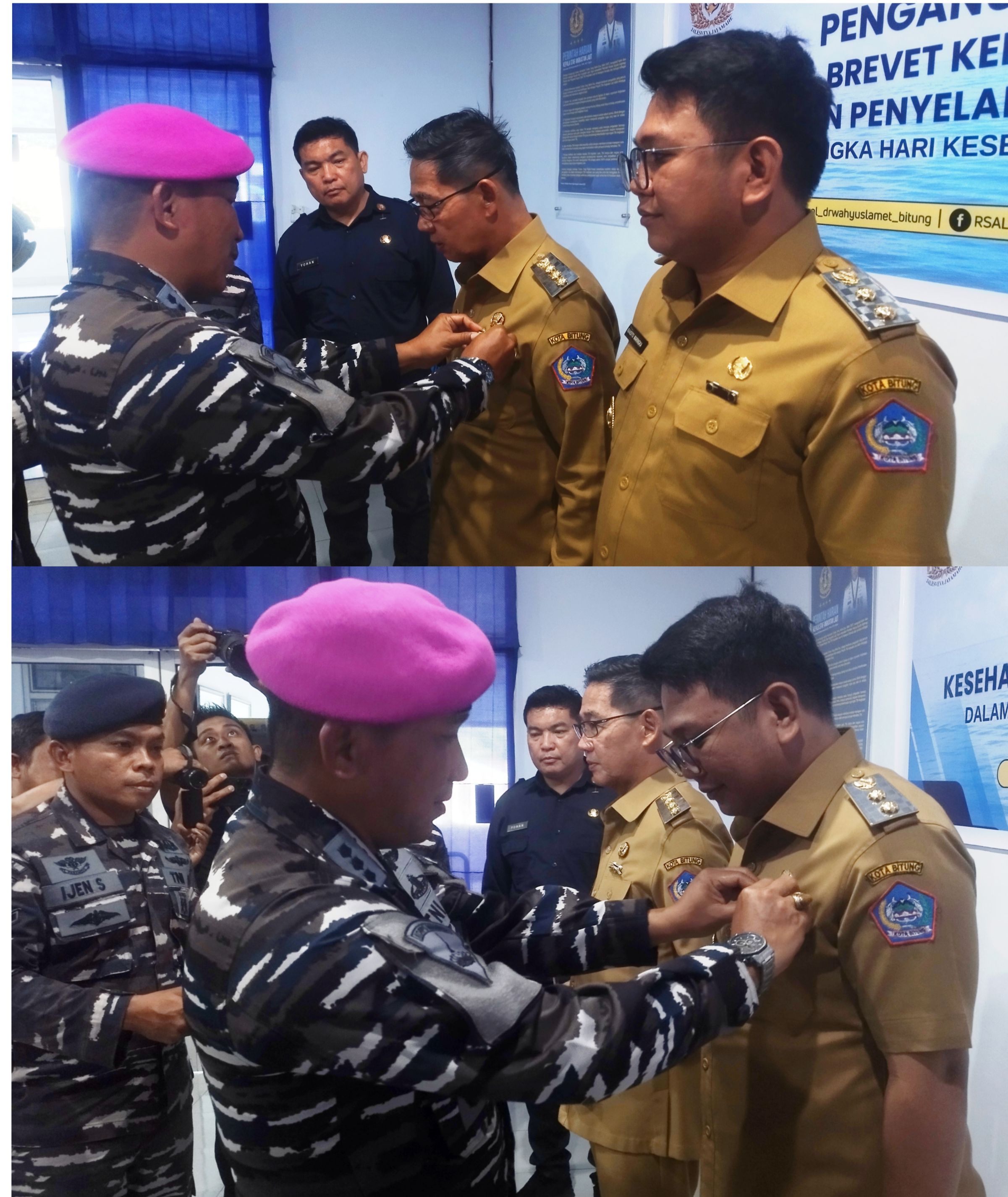 Hengky – Randito Terima Brivet Kehormatan Kesehatan Penyelaman Hiperbarik dari TNI AL