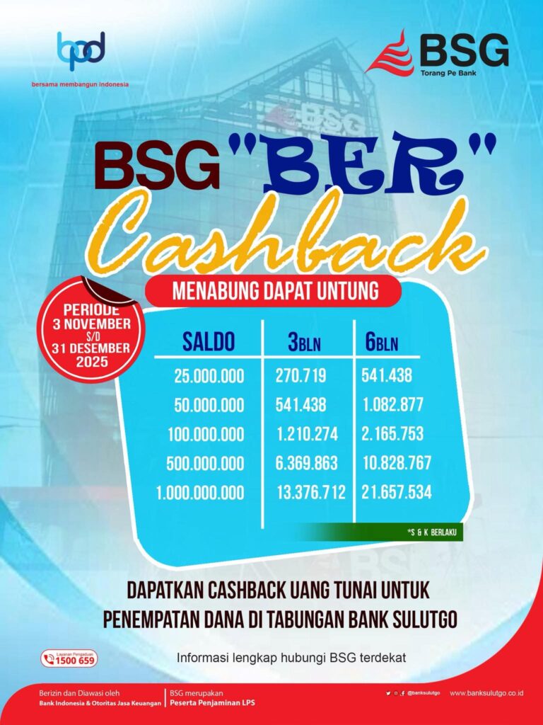 Manfaatkan Kesempatan Istimewa! BSG Hadirkan Program “BER” Cashback hingga Rp21 Juta