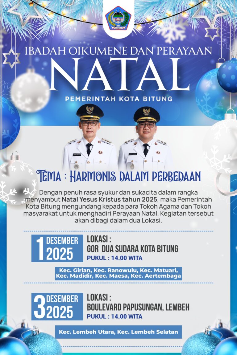 Perayaan Natal Pemerintah Kota Bitung Tahun 2025 Siap Digelar, Ini Sebagai Wujud Kebersamaan
