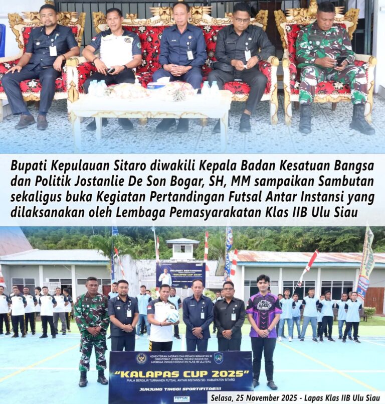 Lapas Klas IIB Ulu Siau Bersama Pemkab Sitaro Gelar Lomba Futsal Antar Instansi.